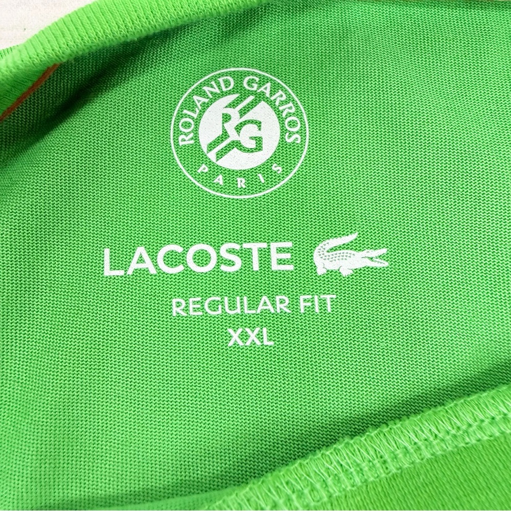 Roland Garros x Lacoste Size XXL Green Ultra Dry Crew Neck T- Shirt French Open - Picture 8 of 11